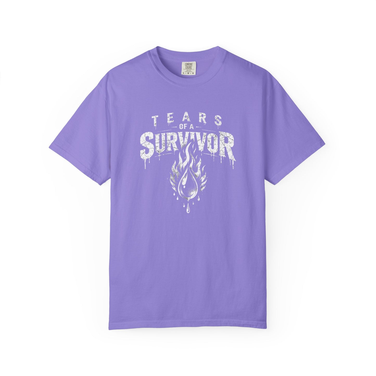 T-Shirt — "Tears of a Survivor" Grunge Flame Graphic Tee