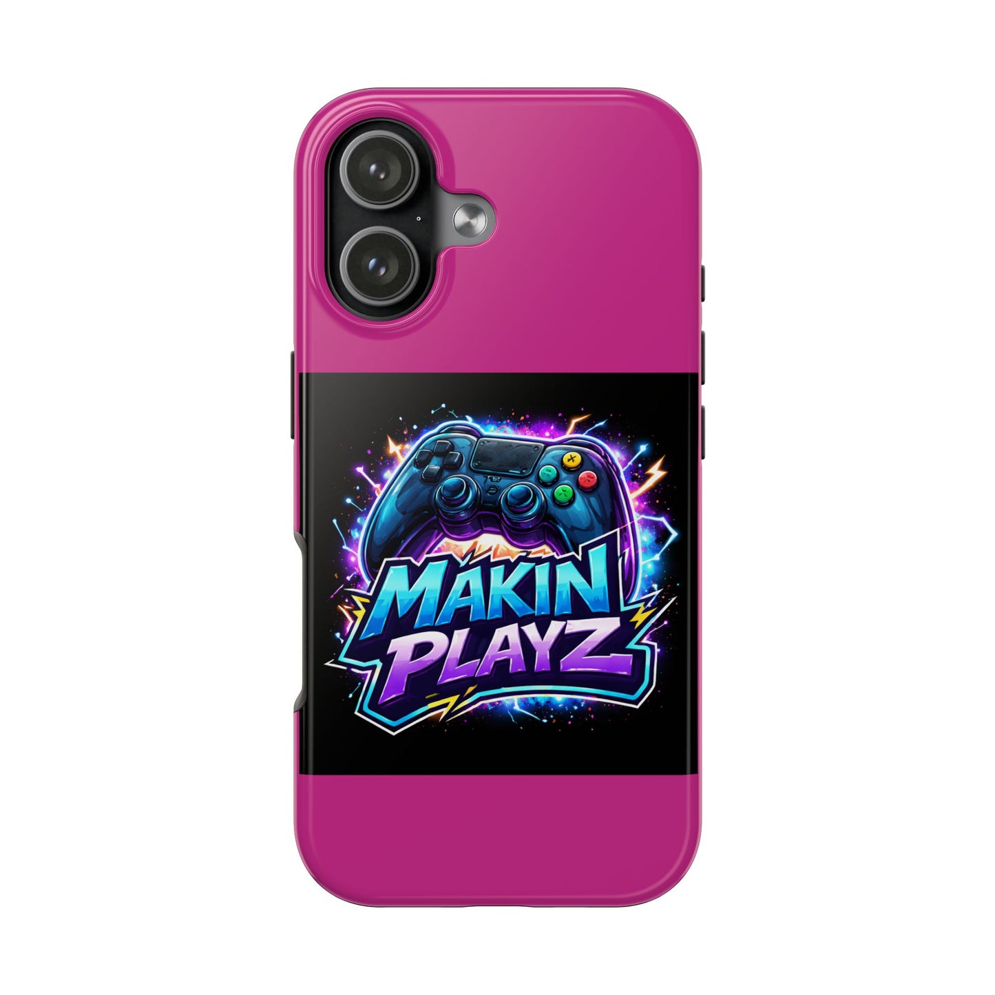 Gaming Tough Phone Case — "Makin Playz" Neon Controller Design
