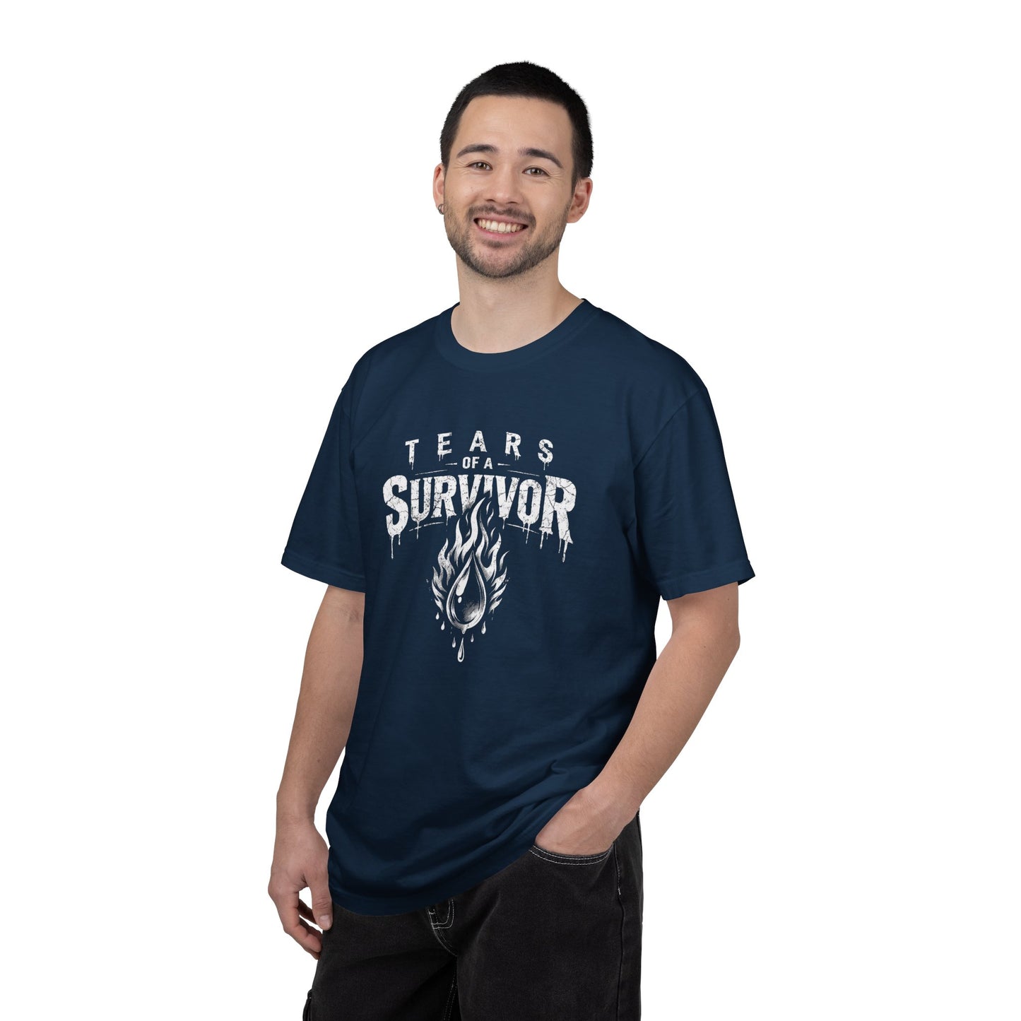 T-Shirt — "Tears of a Survivor" Grunge Flame Graphic Tee