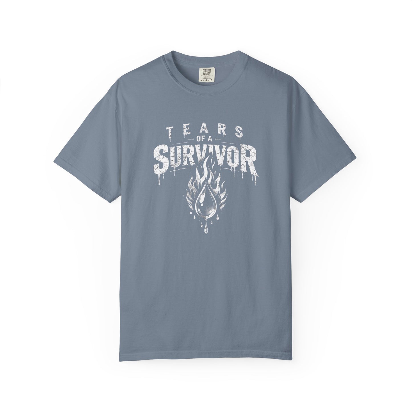 T-Shirt — "Tears of a Survivor" Grunge Flame Graphic Tee