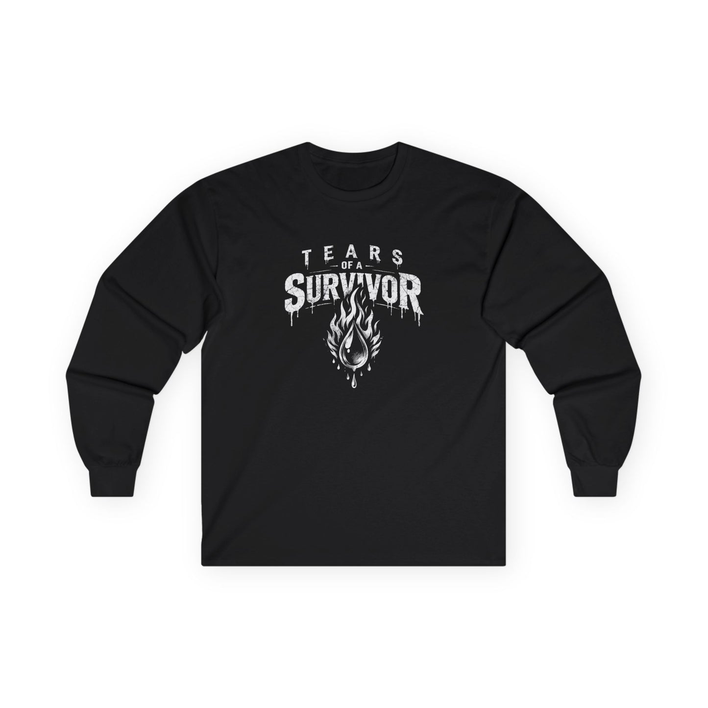 Tears of a Survivor Long Sleeve Tee — Gothic Flame Survivor Shirt
