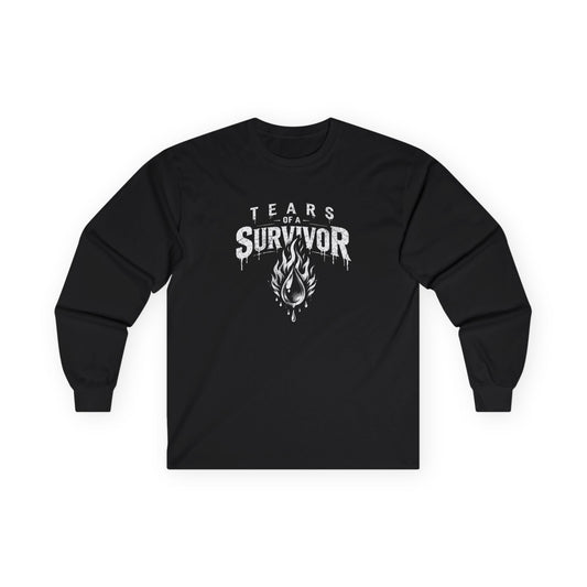 Tears of a Survivor Long Sleeve Tee — Gothic Flame Survivor Shirt