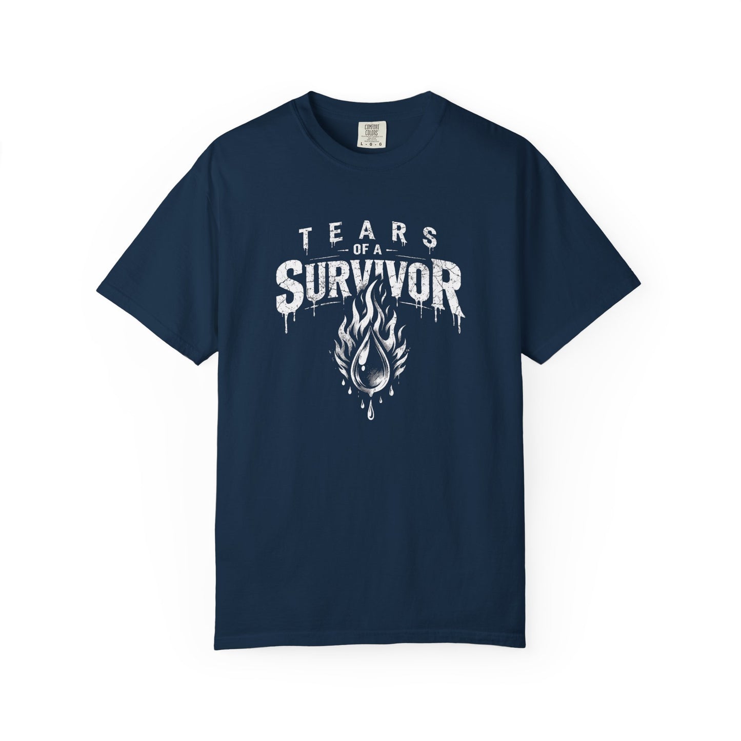 T-Shirt — "Tears of a Survivor" Grunge Flame Graphic Tee