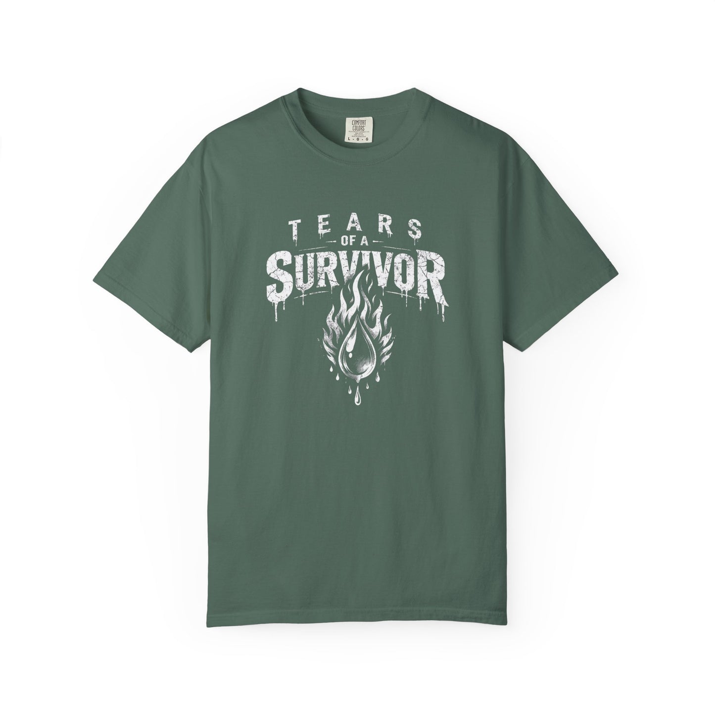 T-Shirt — "Tears of a Survivor" Grunge Flame Graphic Tee