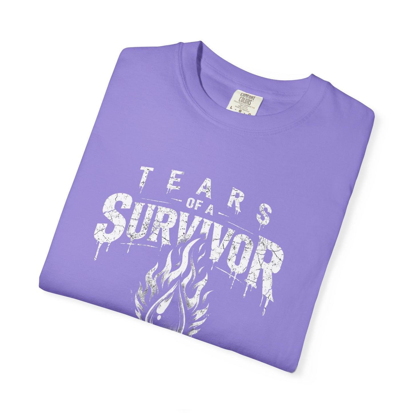 T-Shirt — "Tears of a Survivor" Grunge Flame Graphic Tee