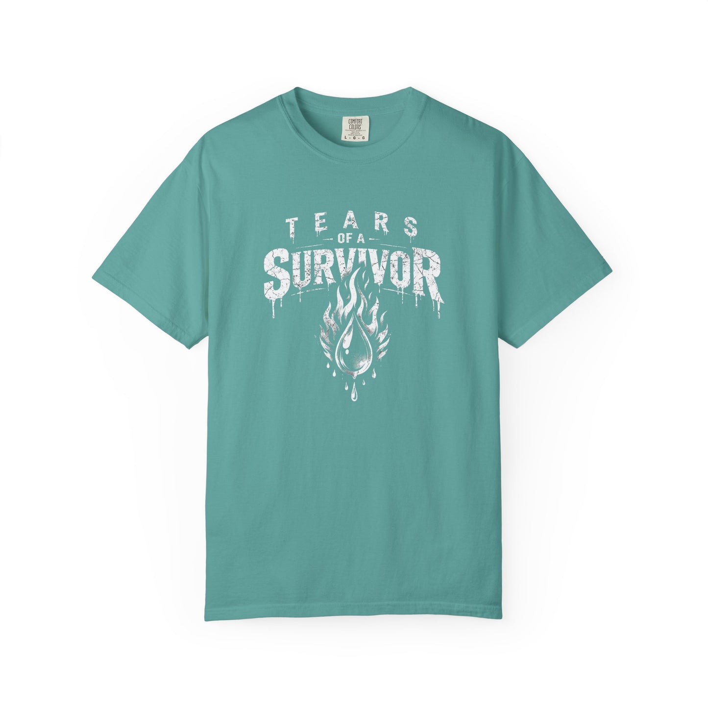 T-Shirt — "Tears of a Survivor" Grunge Flame Graphic Tee
